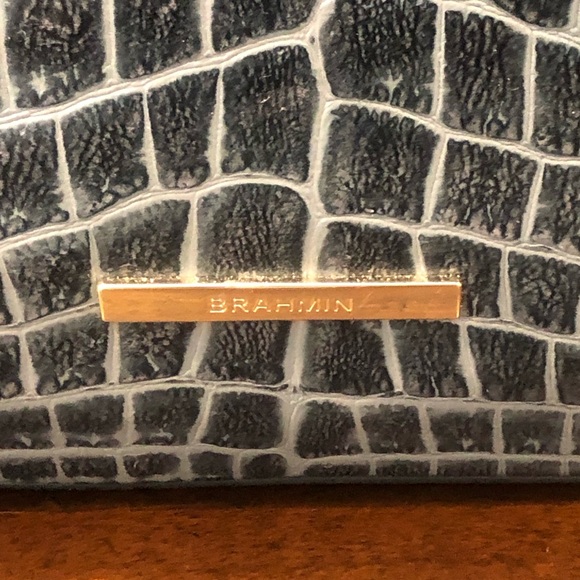 BRAHMIN Misha Obsidian Veil Crocodile Leather Shoulder Bag Top Zip Closure NWT - Picture 15 of 17